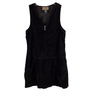Garantie de Qualite Express Vintage Zip Jumper Velvet Dress Black Women Sz 9/10